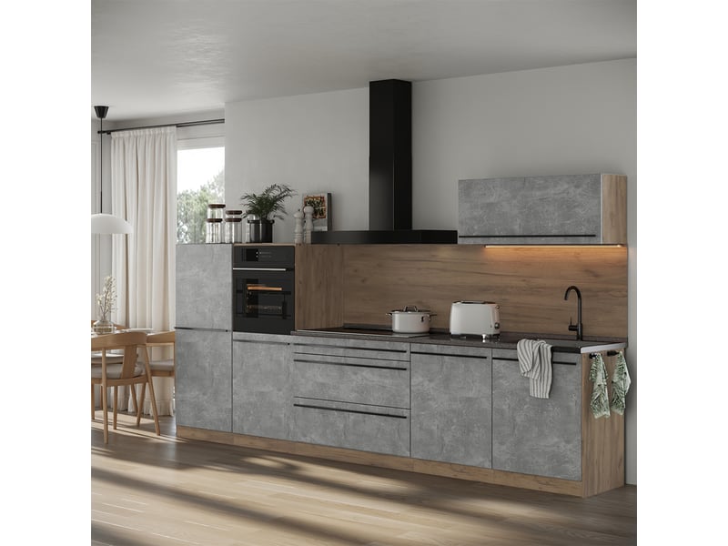  Vicco cuisine, bétonchêne doré, 340cm sans plan de travail  - Conforama C