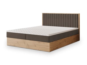 Lit avec rangement 140x200 cm <strong>MASSENO</strong>  <strong></strong> coloris marron