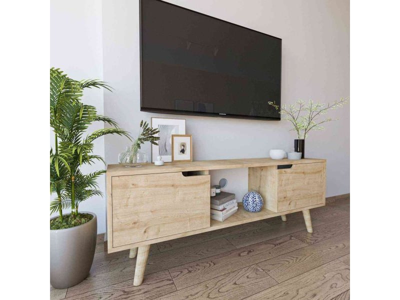  Meuble tv 2 portes en aggloméré siena chêne  - Conforama B