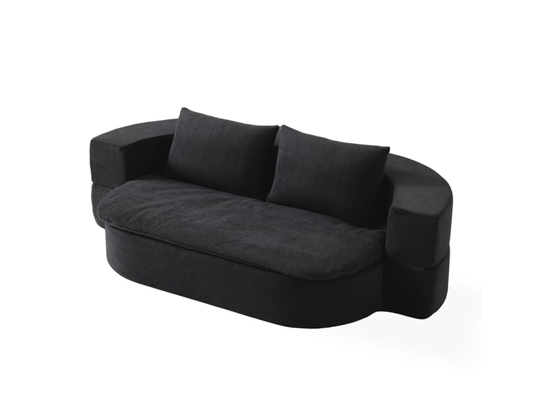  Canapé lit pliant 200x130x60 cm noir en flanelle, 2 places, mousse à mémoire de forme, convertible 2 en 1  - Conforama A