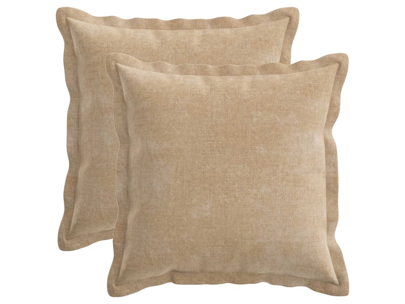  Lot de 2 housses de coussin houten taupe 45 x 45 cm tissu chenille cf49368  - Conforama A