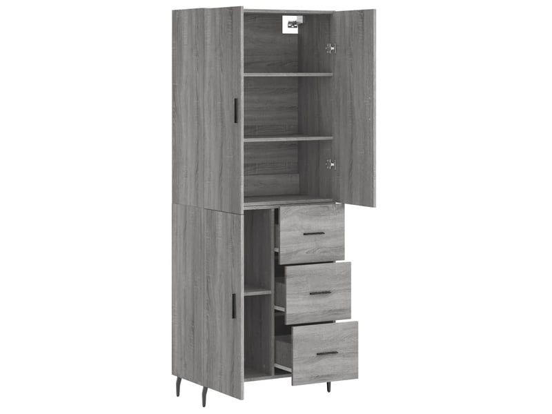  Buffet haut - bahut - meuble de rangement sonoma gris 69,5x34x180 cm bois d'ingénierie  - Conforama D