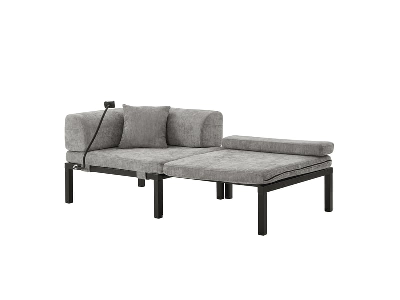  Canapé convertible 1 place en velours gris clair W3607P458688 - Conforama B