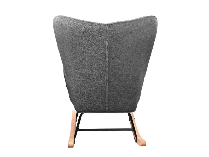  Fauteuil à bascule - 68 x 75 x 92 cm - gris foncé - en tissu bouclette - chaise à bascule avec dossier capitonné et pieds en bois  - Conforama D