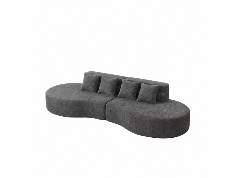 Canapé modulable 310 cm en mousse haute densité, 2 modules sans cadre, housse en chenille amovible et lavable, design minimaliste - vert - Conforama A