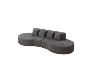 Canapé modulable 310 cm en mousse haute densité, 2 modules sans cadre, housse en chenille amovible et lavable, design minimaliste - vert