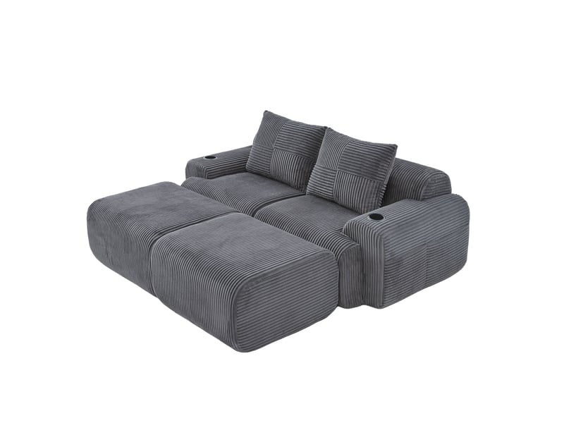  Canapé droit fixe 2 places tissu gris foncé  - Conforama A