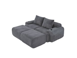 Canapé droit fixe <strong>MERAX</strong> <strong></strong> 2 places Velours côtelé gris