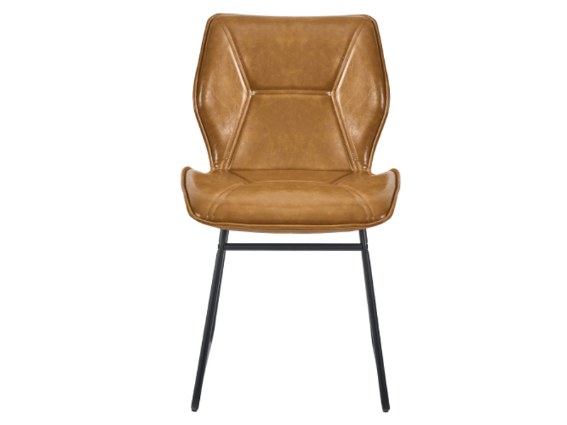  Chaises de salle à manger 2 pièces en similicuir cognac, piétement métal, rembourrées pour salon, bureau ou salle à manger  - Conforama D