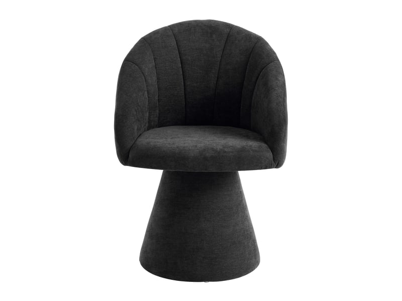  Fauteuil de table pivotant 360°  56x57x80cm - avec dossier rond ergonomique et base conique rembourrée - chenille - noir  - Conforama A