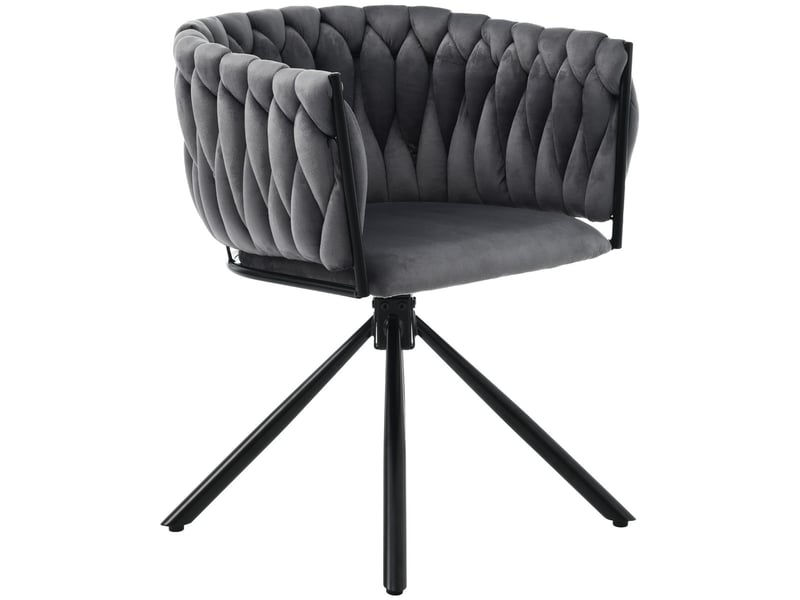  Chaise de salle à manger lot de 6, assise rembourrée velours gris chaise design, rotation 360°, structure métal, dossier ergonomique  - Conforama A