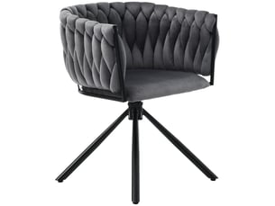 Chaise de salle à manger lot de 6, assise rembourrée velours gris chaise design, rotation 360°, structure métal, dossier ergonomique