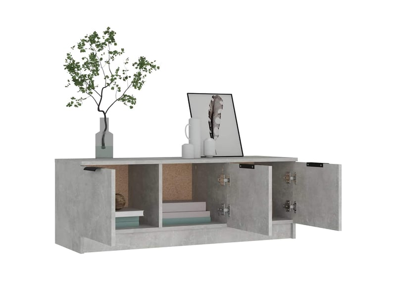 Meuble tv - banc tv - meuble de rangement gris béton 102x35x36,5 cm bois d'ingénierie  - Conforama D