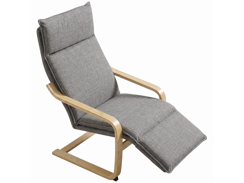  Fauteuil de salon avec repose-pieds tissu aspect lin gris 90 x 67 x 105 cm  - Conforama B