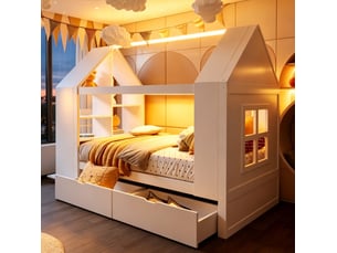 Lit cabane 90x200 cm <strong>MODENVIE</strong>  <strong></strong> coloris blanc