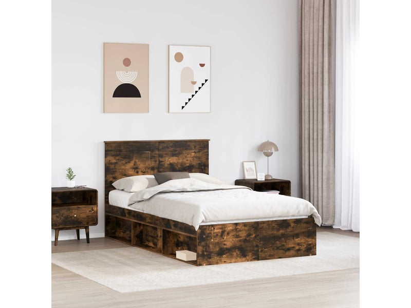  Lit double- lit adulte -  cadre de lit chêne fumé 135 x 190 cm bois d'ingénierie  - Conforama B