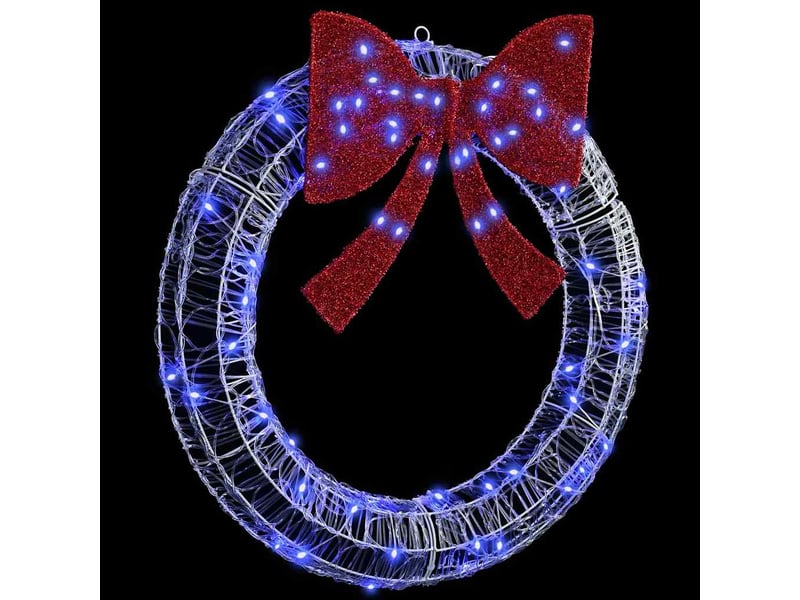 Couronne de noël, décoration de noël 60 led bleu 76 x 76 x 8,5 cm acrylique cf61758 - Conforama D