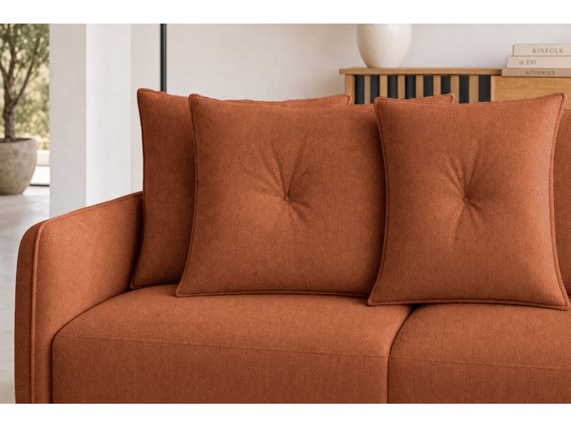 Bandol - canapé d'angle convertible tissu lisse 3 places terracotta - Conforama E