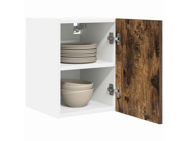  Meuble de rangement cuisine, armoire suspendue chêne fumé et blanc 30x31x40cm  - Conforama C