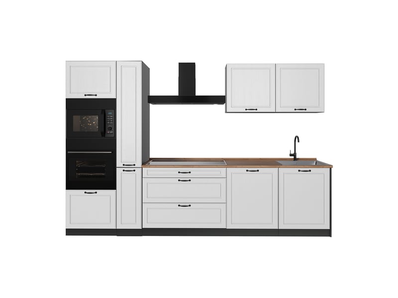  Vicco cuisine, blanc campagneanthracite, 310cm plan de travail chêne doré  - Conforama A