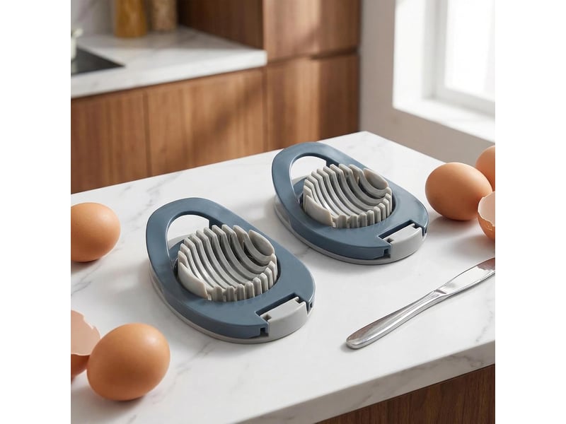  Coupe-œufs manuel, 2 coupe-œufs multifonctionnels en fil d'acier inoxydable, séparateur d'œufs ronds et ovales, ustensile de cuisine pour couper les œ QA003885 - Conforama E