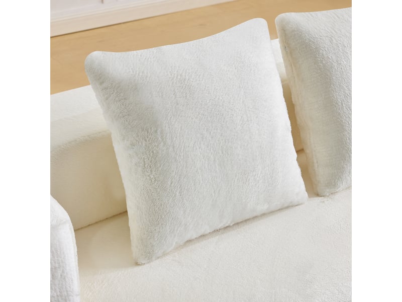  Canapé droit 2 places blanc - canapé moderne avec coussins inclus, confort mousse et ressorts, idéal salon et chambre  - Conforama E