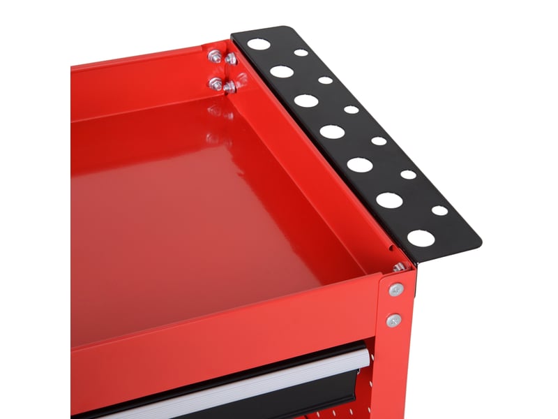 Chariot à outils en acier rouge à 3 niveaux avec tiroir, 4 roulettes et frein, charge 60 kg, pour atelier  - Conforama D