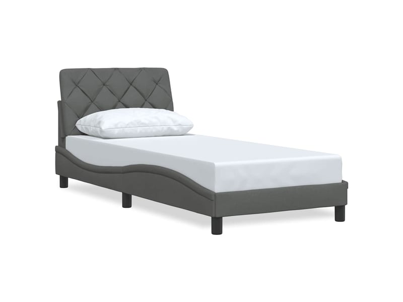  Lit simple- lit adulte -  cadre de lit sans matelas gris foncé 90x200 cm tissu  - Conforama A