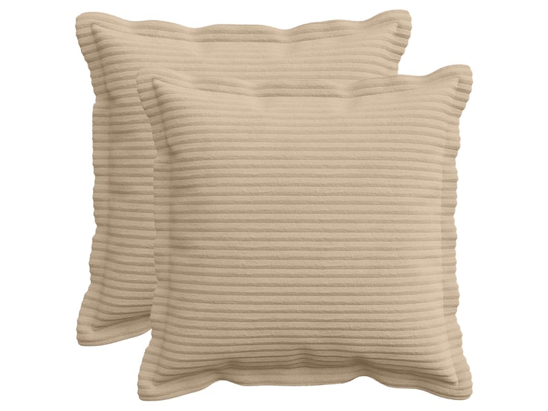  Lot de 2 housses de coussin houten taupe 45 x 45 cm velours côtelé cf49369  - Conforama B