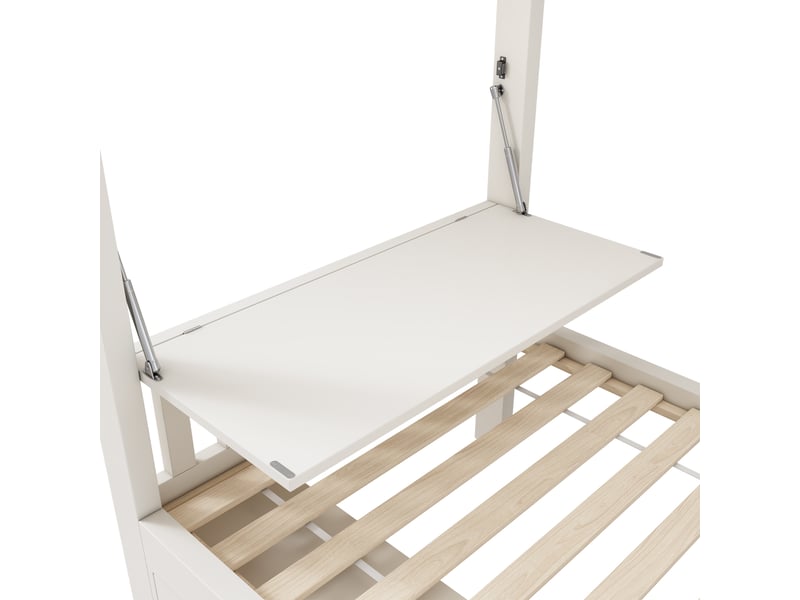 Lit superposé enfant,90x200 cm,avec bureau rabattable,mdf,blanc - Conforama E