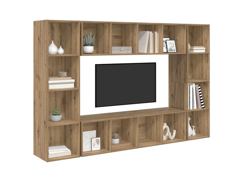  Ensemble meuble tv - banc tv - meuble de rangement 4 pcs marron bois d'ingénierie  - Conforama C