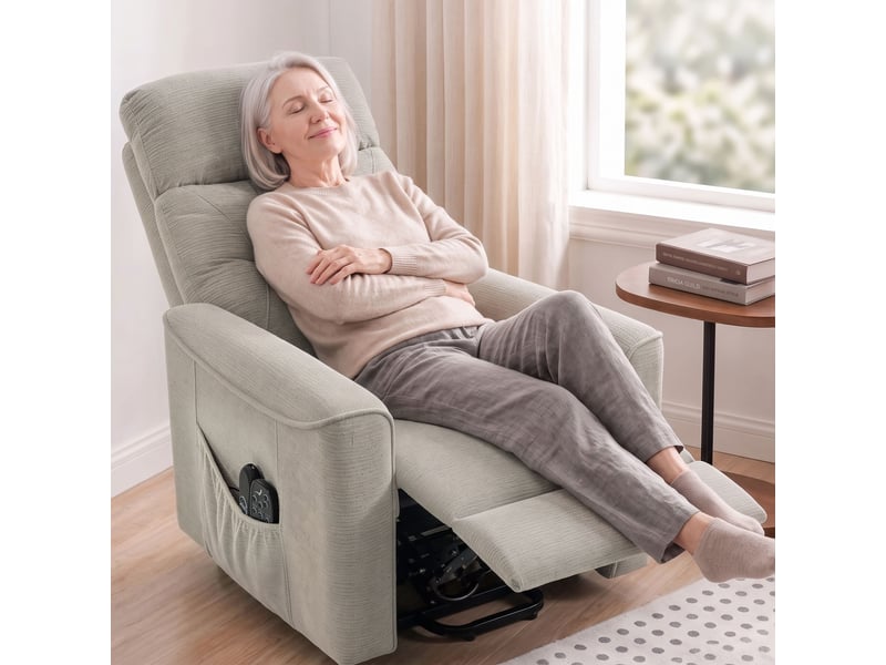  Fauteuil releveur électrique massant chauffant port usb gris clair  - Conforama B
