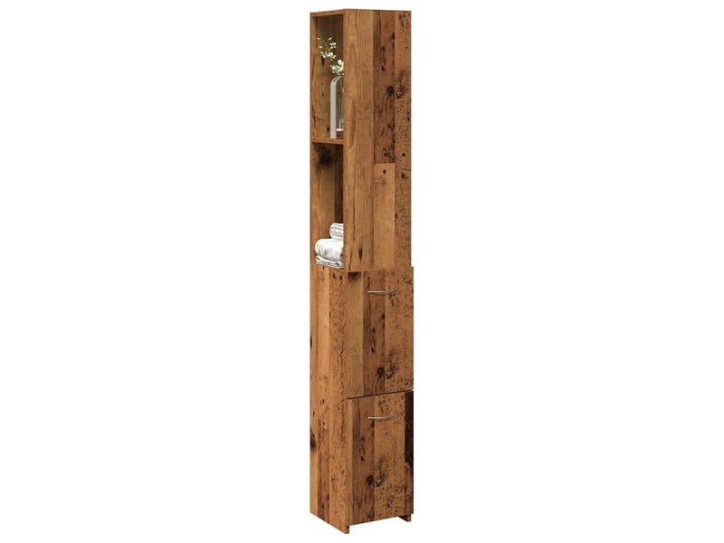  Armoire de salle de bain, meuble de rangement vieux bois 25x25x170cm bois ingénierie  - Conforama B