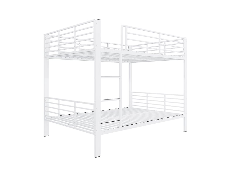  Lit superposé en métal blanc, dimensions 140 × 200 cm, charge maximale 400 kg, structure robuste pour chambre adulte  - Conforama E