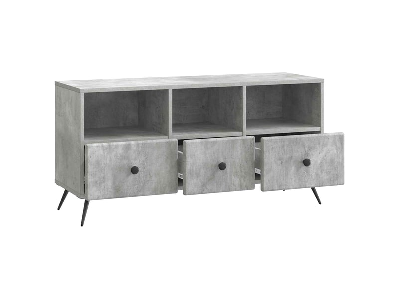  Meuble tv - banc tv - meuble de rangement gris béton 102 x 34,5 x 50 cm bois d'ingénierie  - Conforama E