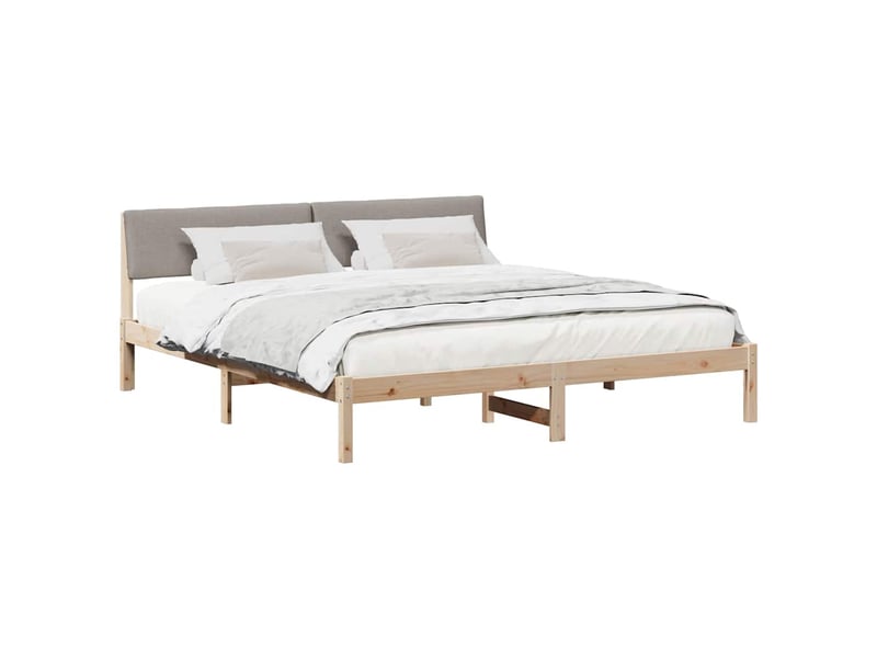  Lit double- lit adulte -  cadre de lit marron et taupe 180 x 200 cm bois massif en pin  - Conforama B