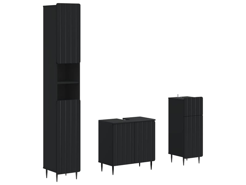  Ensemble de meuble de salle de bain 3 pièces zwolle noir cf63550  - Conforama A