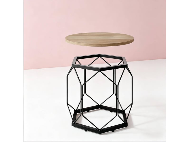  Lot de 2 tables basses rondes avec plateaux amovibles, finition bois gris  - Conforama D