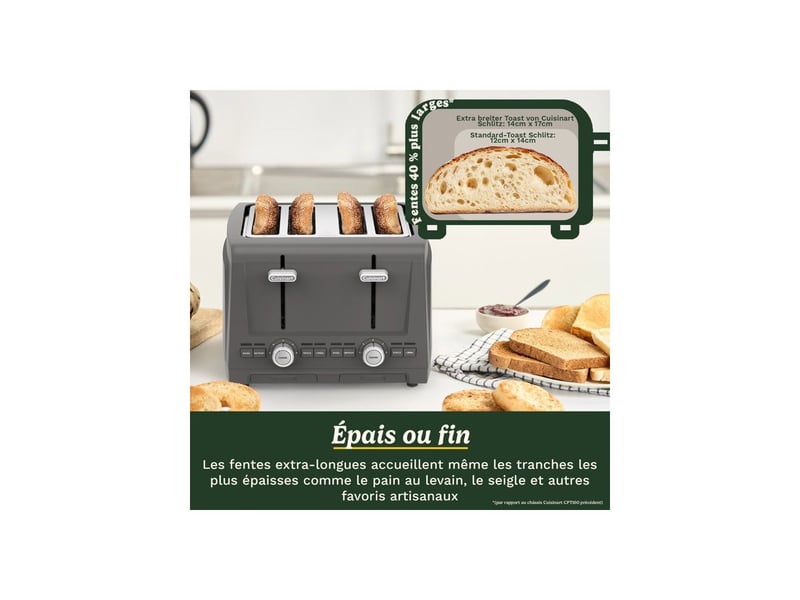  Grille-pain 4 tranches extra larges stone grey CUI3030050204506 - Conforama E
