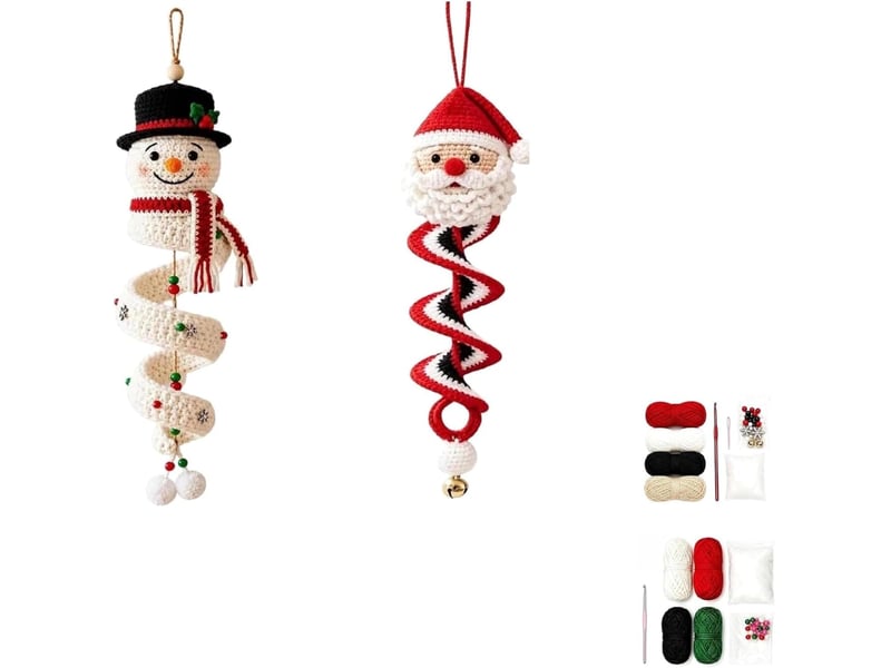  Lot de 2 kits diy crochet bonhomme de neige en spirale – pour débutants, ornements de noël à réaliser soi-même-style 1  - Conforama A