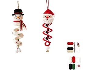 Lot de 2 kits diy crochet bonhomme de neige en spirale – pour débutants, ornements de noël à réaliser soi-même-style 1