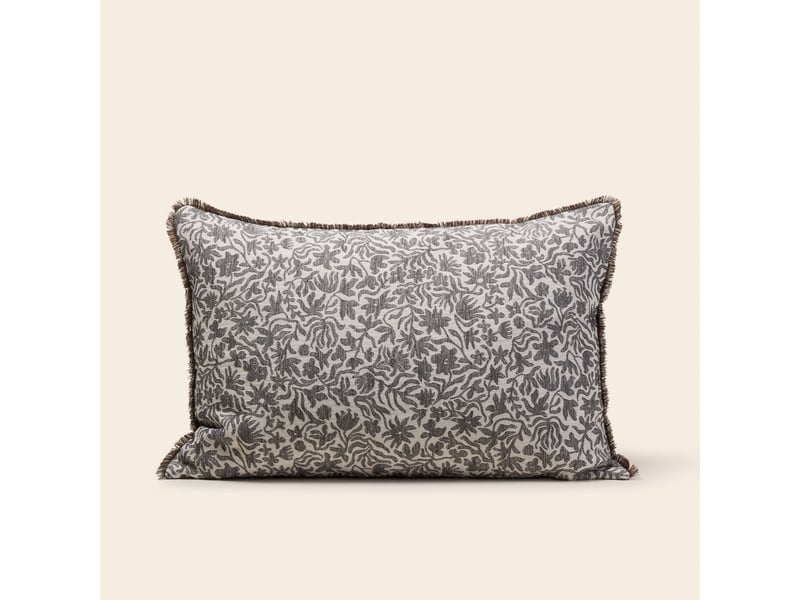  Housse de coussin en jacquard floral et franges  edoline 25409 - Conforama A