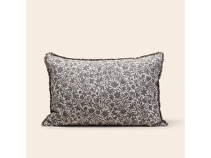 Housse de coussin en jacquard floral et franges  edoline