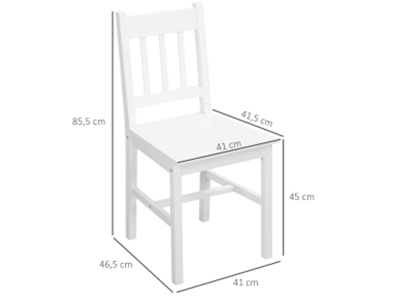 Set de 4 chaises moderne avec dossier, bois, blanc, idéal pour cuisine et salon - Conforama C