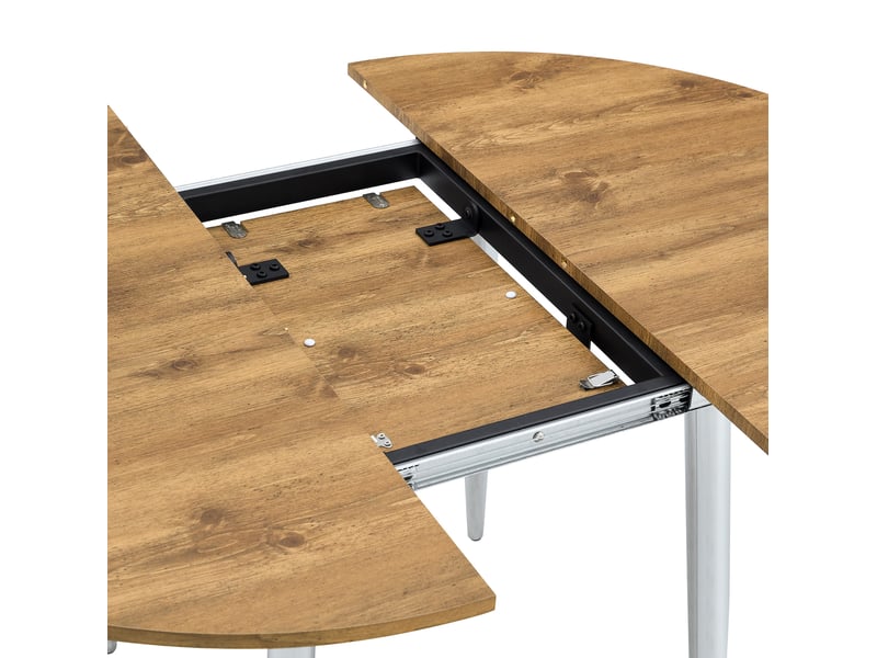 Table de salle à manger ronde extensible, table moderne, 107-137 cm, design gain de place, mdf et métal, couleur bois - Conforama R