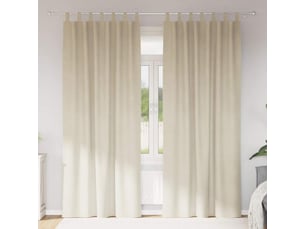 Lot de 2 rideaux, rideaux de fenêtre crème 140 x 260 cm velours cf44028