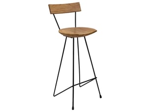 Lot de 2 tabouret de bar, chaise de bar bois de teck massif shl98468