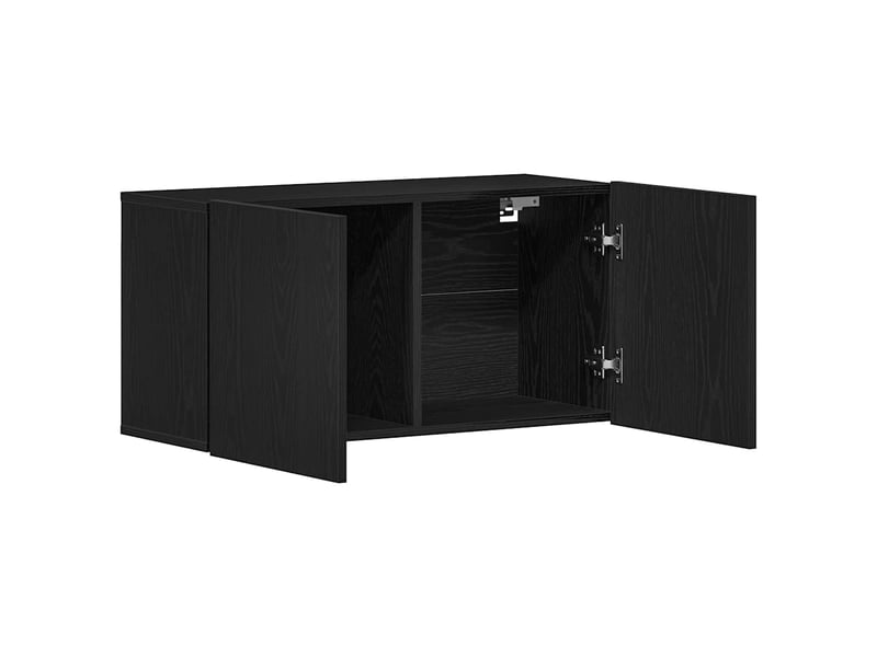  Meuble tv - banc tv - meuble de rangement chêne noir 80x30x41 cm bois d'ingénierie  - Conforama E