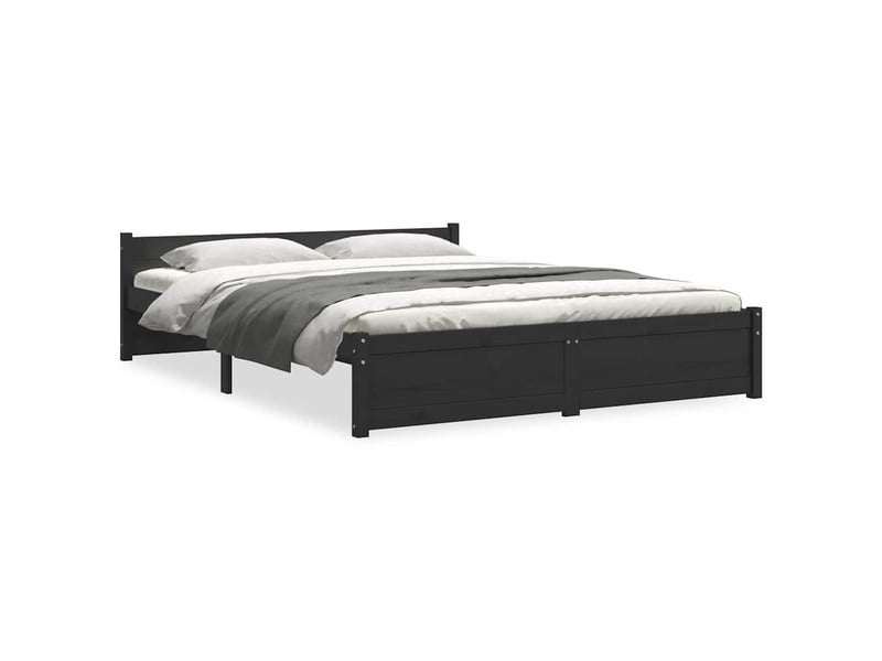  Lit double- lit adulte -  cadre de lit sans matelas noir bois massif 135x190 cm  - Conforama A