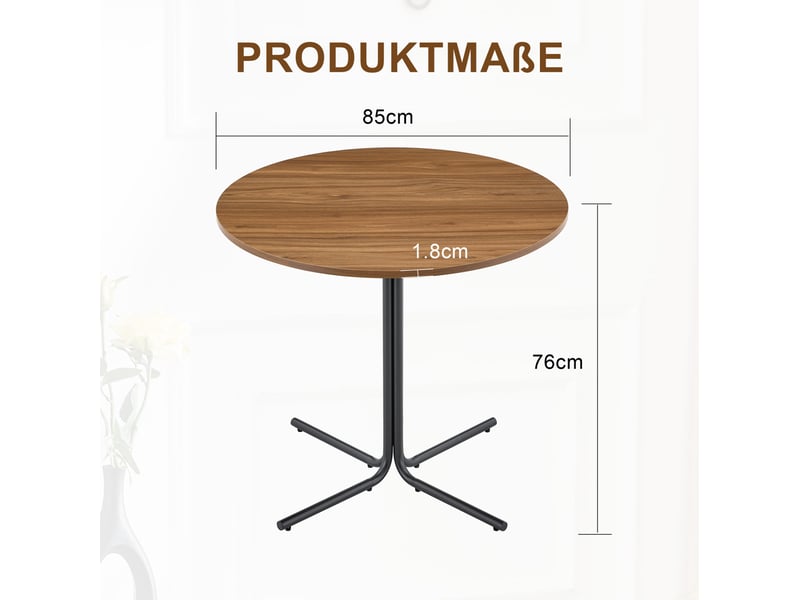  Table basse ronde avec plateau effet noyer et structure tripode en métal noir pour salon chambre balcon bureau  - Conforama D
